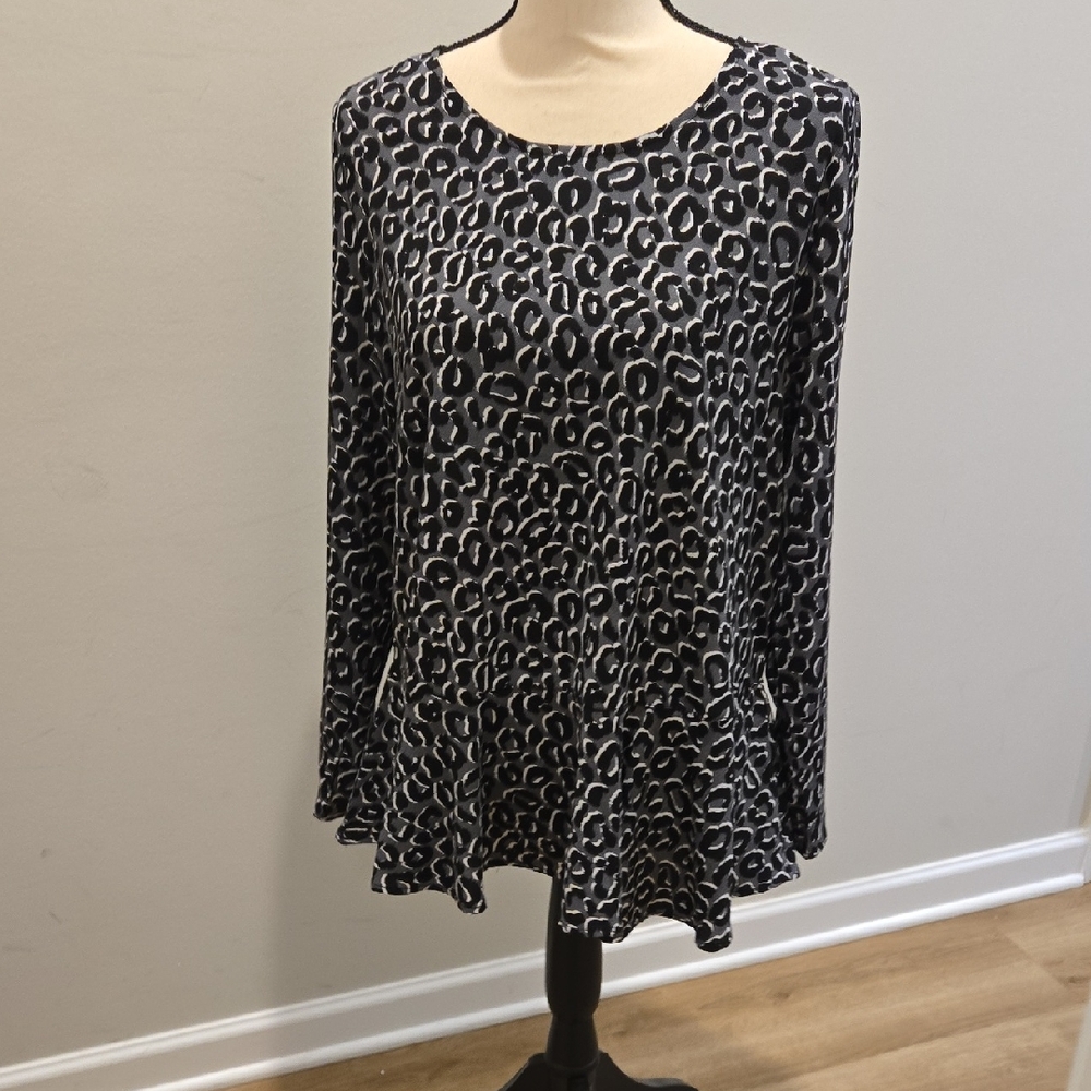Mud Pie Black and White Animal Print Top